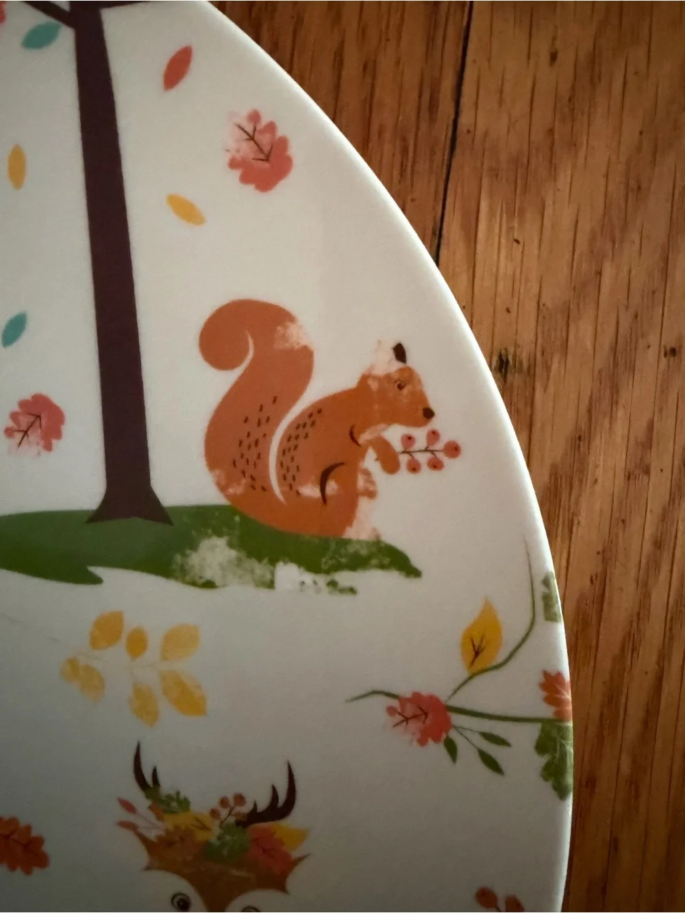 Melamine MidCentury Like 9” Woodland Animals Plates (3) Green orange, kids Retro